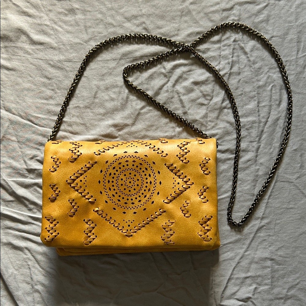 Street Level Mustard Embroidered Crossbody Bag - Picture 2 of 14